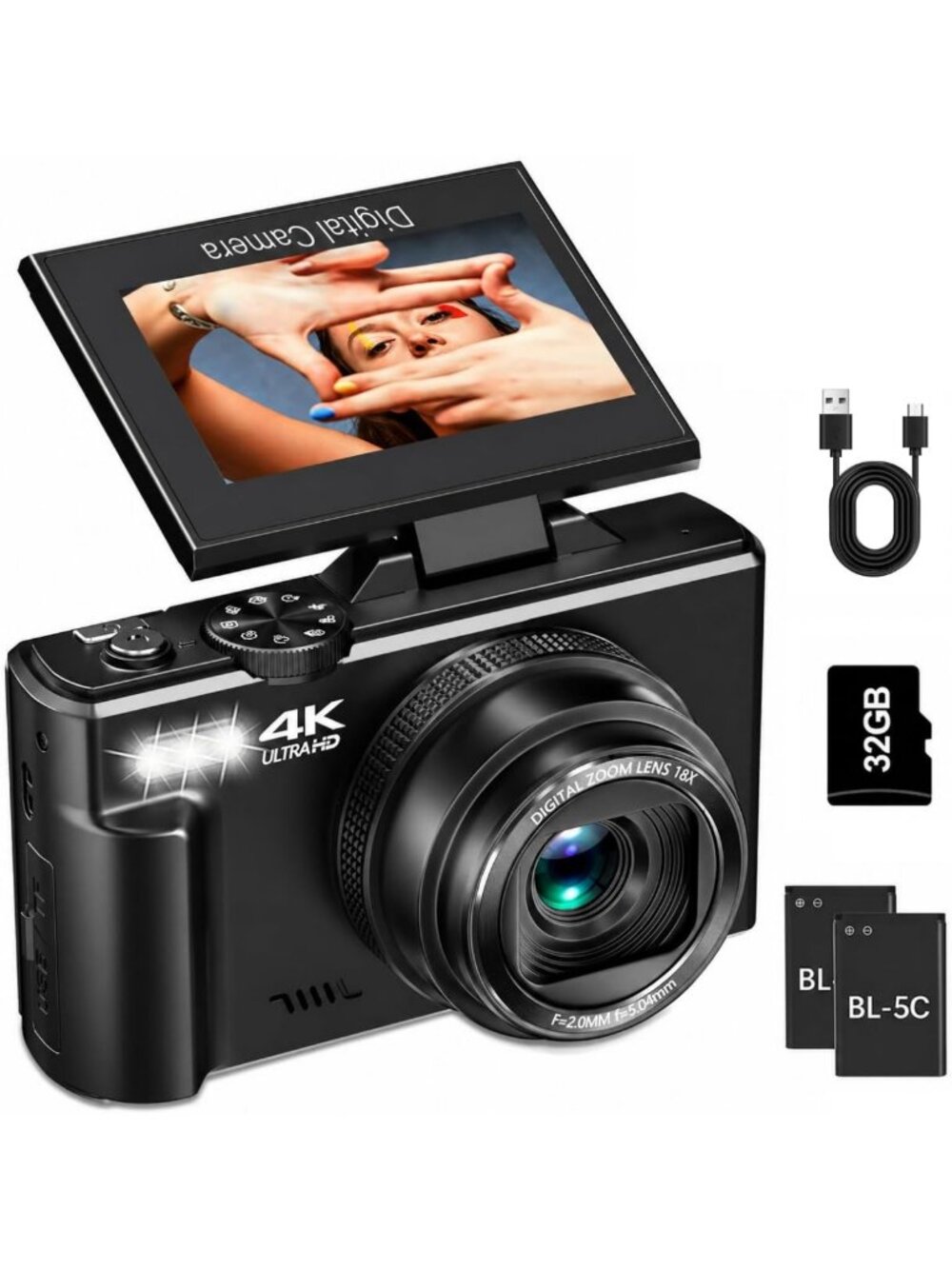 64MP 4K Digital Camera for Photography & Vlogging, Perfect for YouTube Content